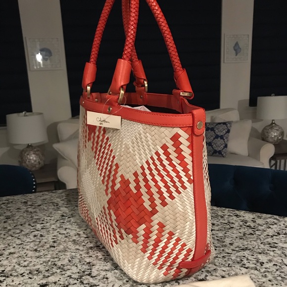 ✨NEW!✨Cole Haan✨Genevieve✨NWT! RARE Woven Leather Large Diamond Weave Bag - Picture 3 of 10